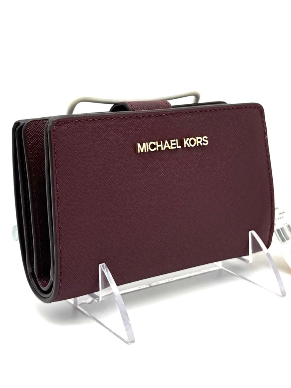 Michael Kors Medium Bifold Zip Chain Wallet Ox Blood